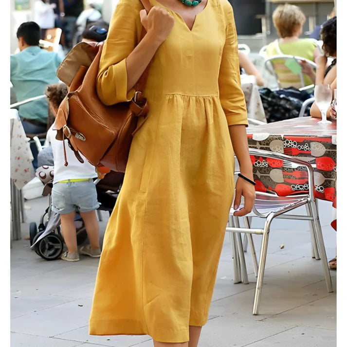 Femme | Robe avec manches mi-longues et col en V