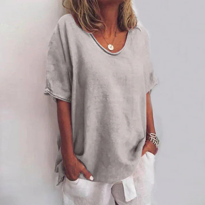 Femme | Blouse ample à manches mi-longues et encolure en V