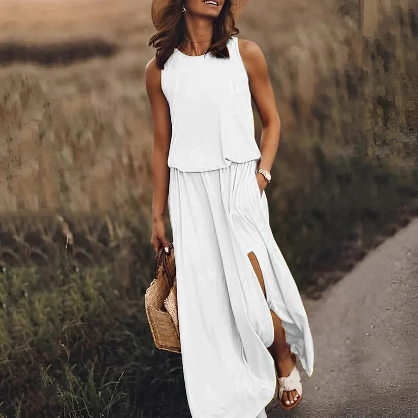 Femme | Robe Longue Sans Manches à Coupe Droite
