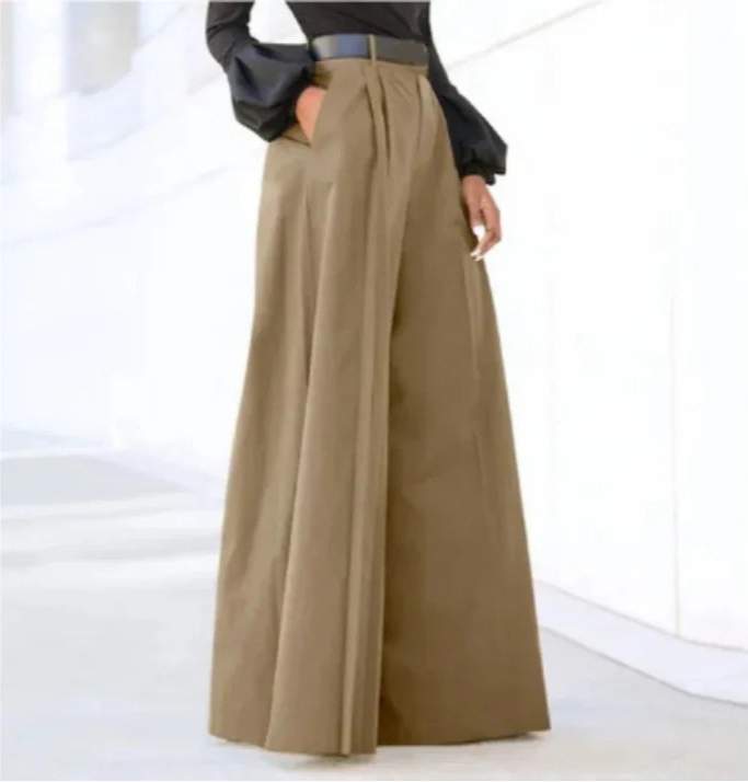 Femme | Pantalon taille haute à coupe droite et jambe large