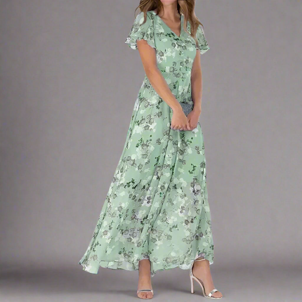 Femme | Robe longue fluide à motif floral réparti