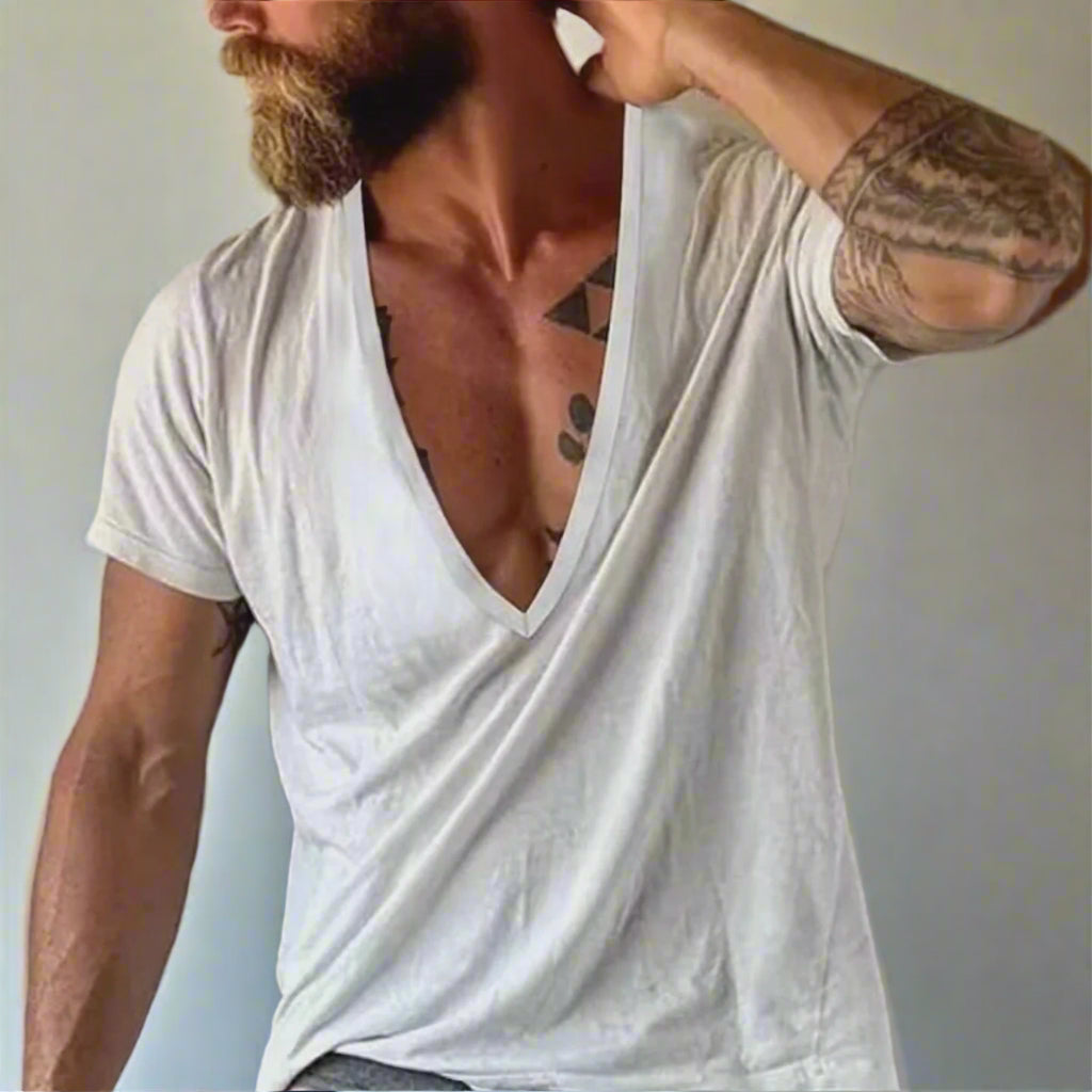 Homme | T-shirt uni à col en V
