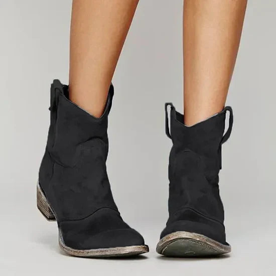 Femme | Bottines montantes à broderies avec talon bas