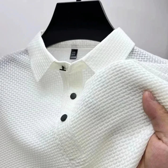 Homme | Polo texturé à manches courtes et coupe ajustée