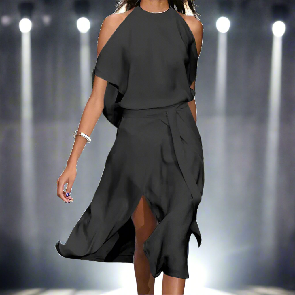 Femme | Robe courte à épaules dénudées et coupe évasée