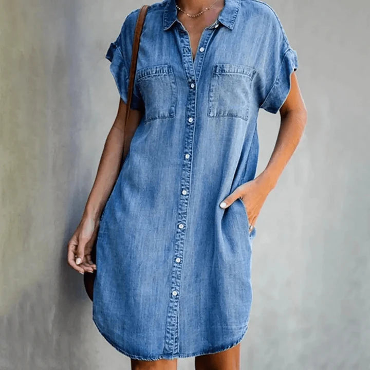 Femme | Robe mini à manches courtes avec fermeture à boutons