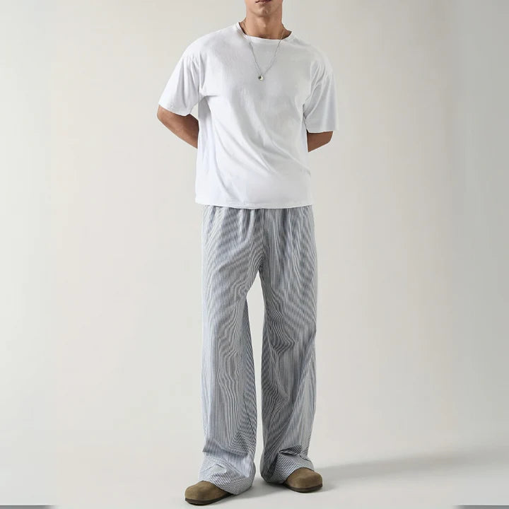 Homme | Pantalon ample à rayures avec cordon