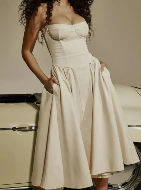 Femme | Robe midi sans manches à coupe droite