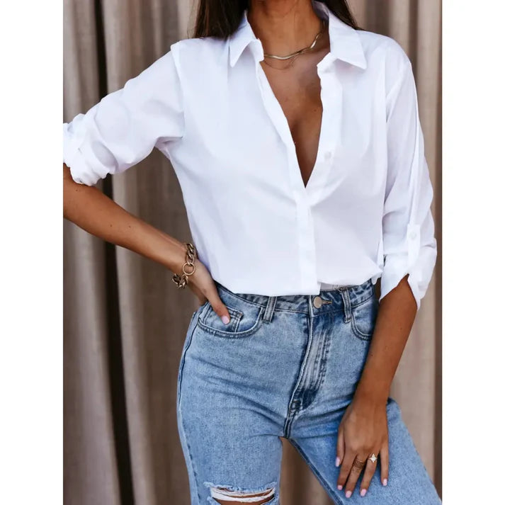 Femme | Chemise droite à manches longues et col classique