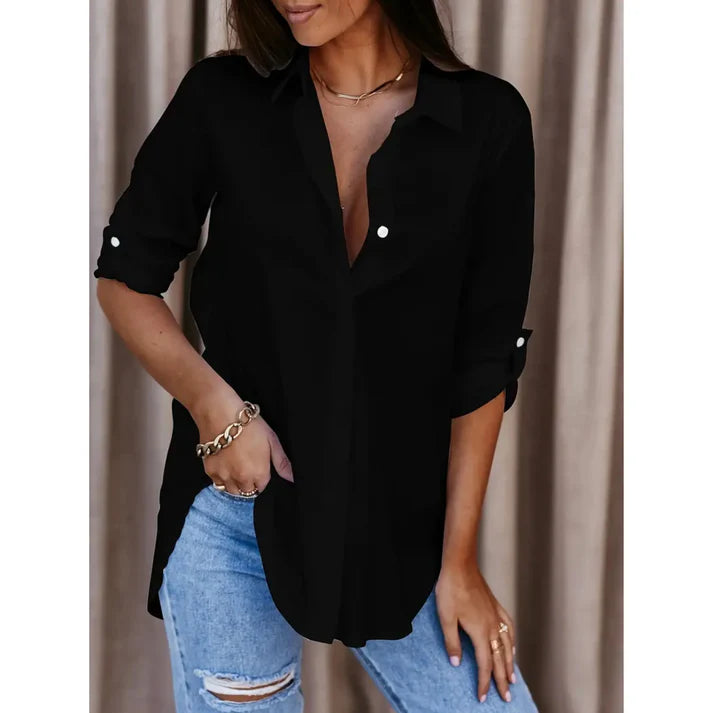 Femme | Chemise droite à manches longues et col classique