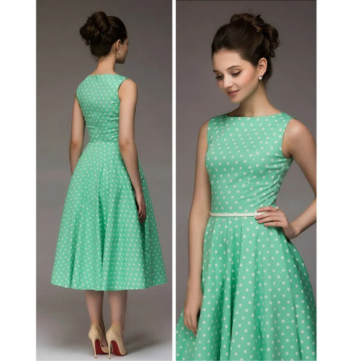 Femme | Robe à pois coupe évasée avec encolure ronde
