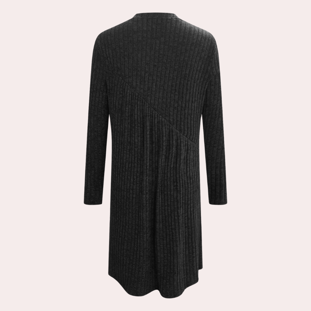 Femme | Robe ajustée à manches longues et motif côtelé vertical