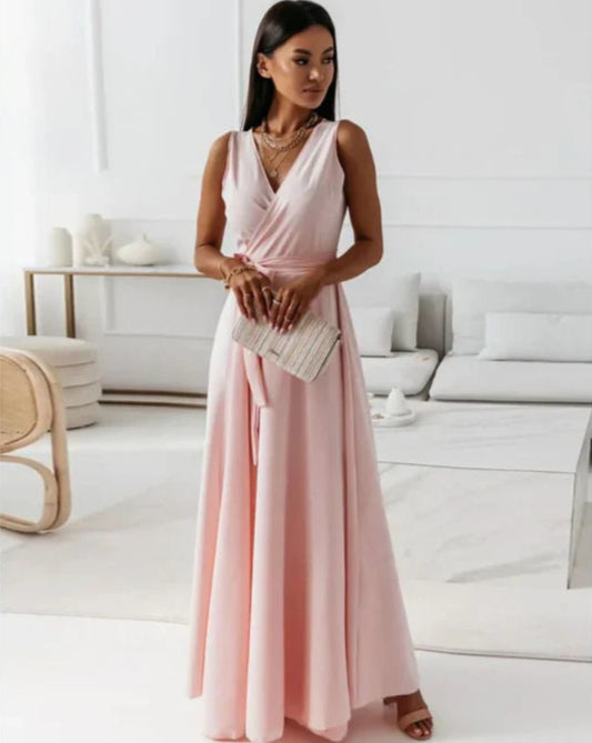 Femme | Robe longue à col V croisé et bretelles larges