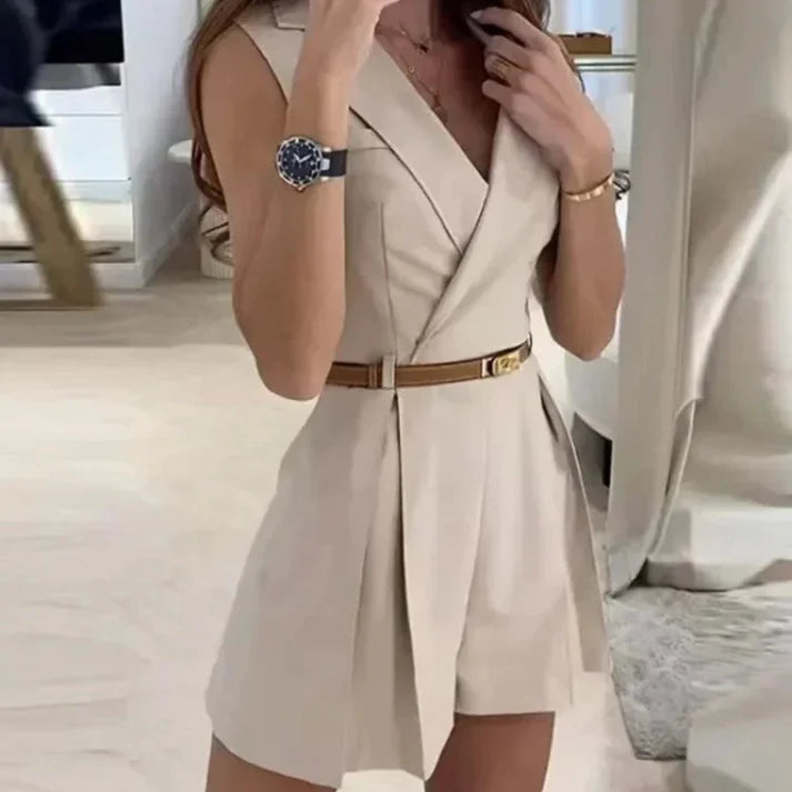 Femme | Combishort sans manches à col simple