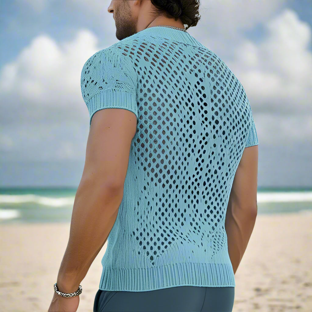 Homme | T-shirt à col en V avec motif ajouré