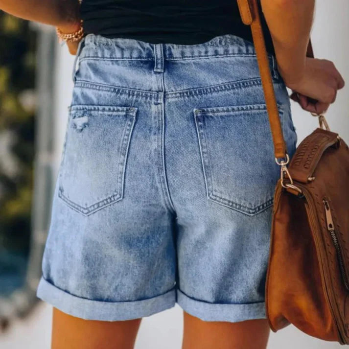 Femme | Short en jean à taille ajustable et coupe droite
