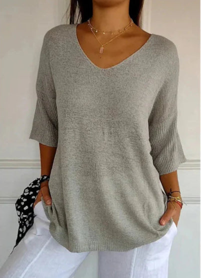 Femme | Top en maille à encolure en V et coupe fluide