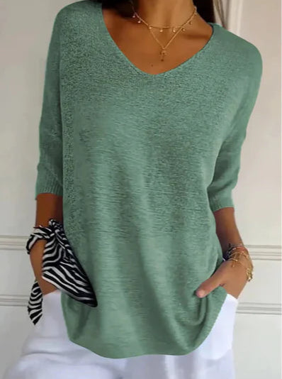 Femme | Top en maille à encolure en V et coupe fluide