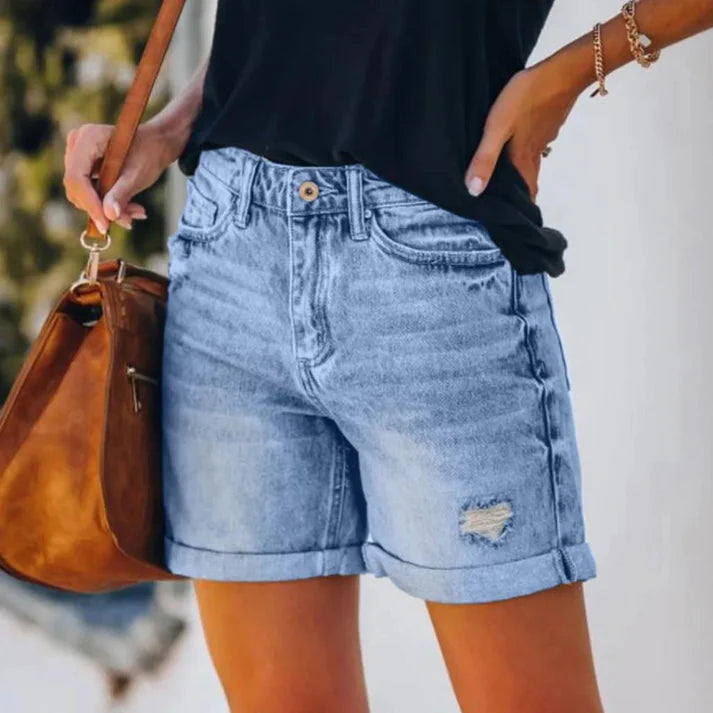 Femme | Short en jean à taille ajustable et coupe droite