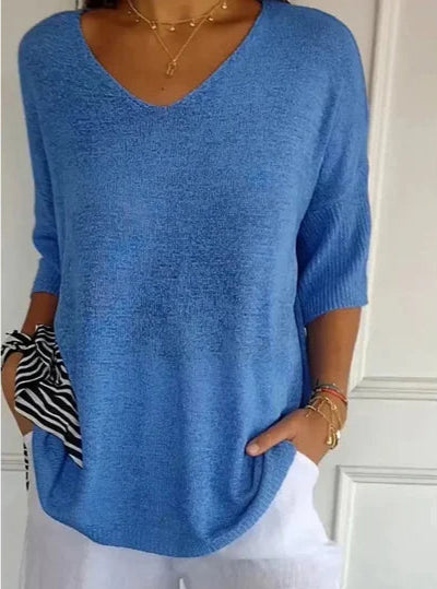 Femme | Top en maille à encolure en V et coupe fluide