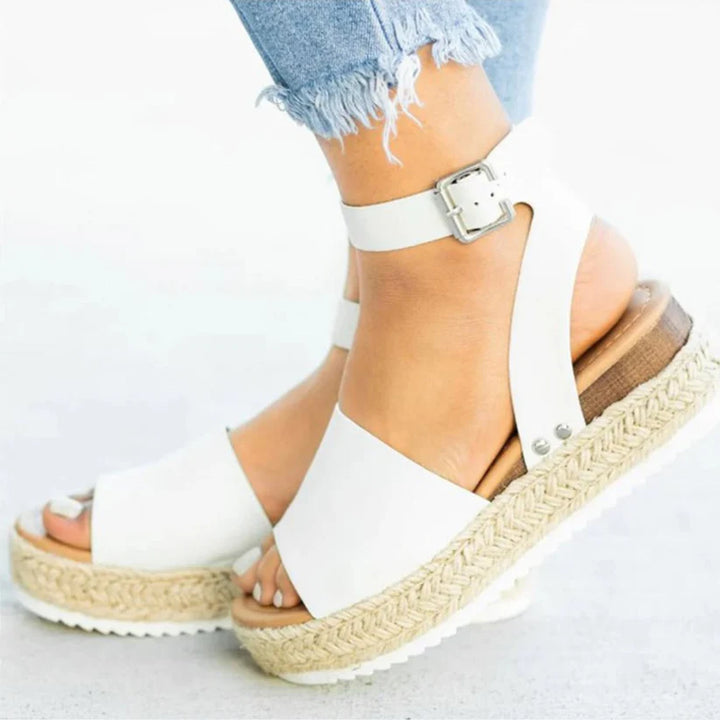 Femme | Sandales à talon compensé avec brides croisées et boucle réglable