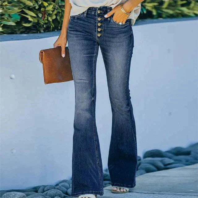 Femme | Jean taille haute ajusté à jambe évasée