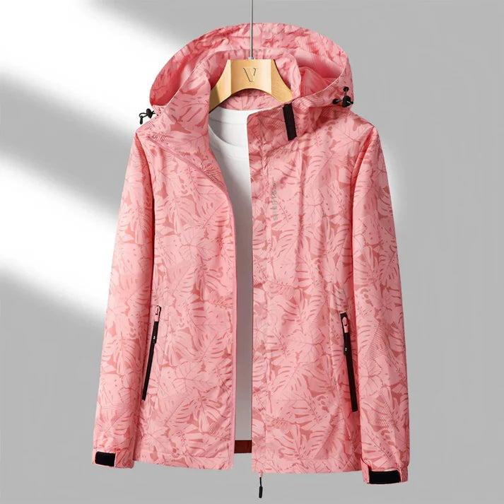 Femme | Veste droite zippée avec capuche fixe et poches latérales