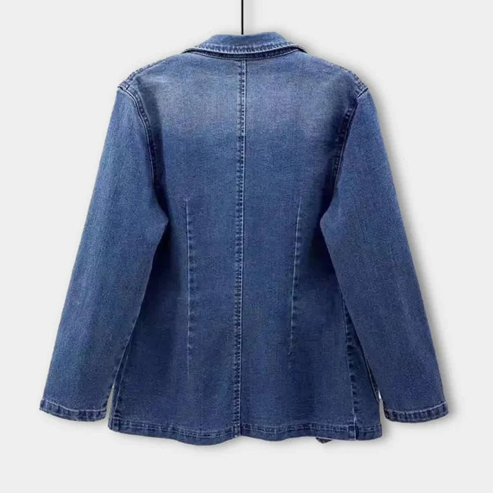 Femme | Blazer droit en denim avec fermeture croisée