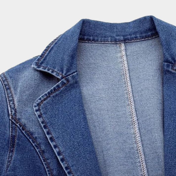 Femme | Blazer droit en denim avec fermeture croisée