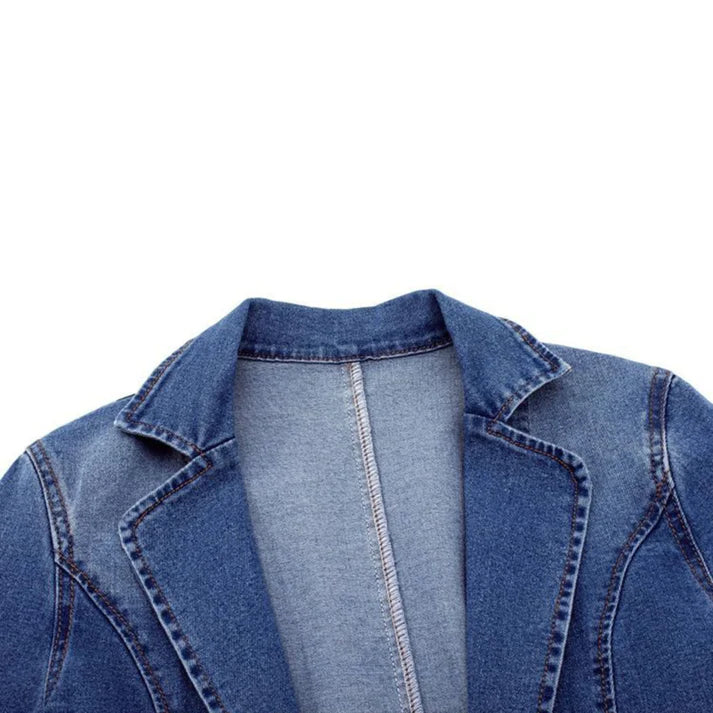 Femme | Blazer droit en denim avec fermeture croisée
