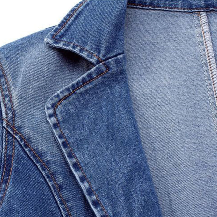 Femme | Blazer droit en denim avec fermeture croisée