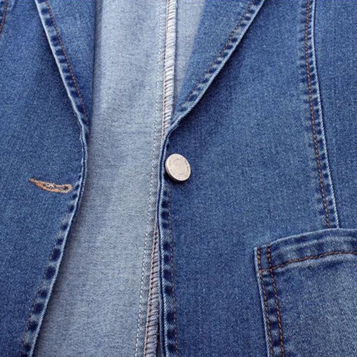 Femme | Blazer droit en denim avec fermeture croisée