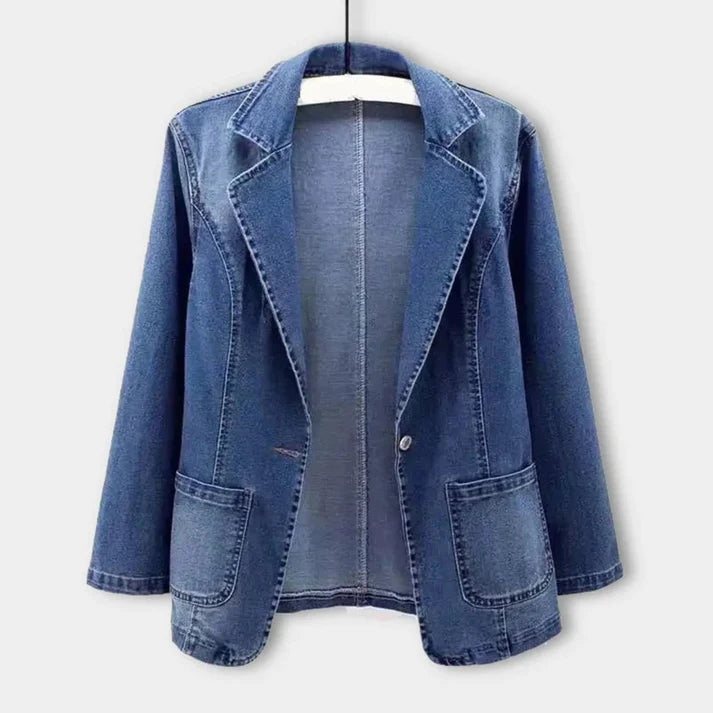Femme | Blazer droit en denim avec fermeture croisée