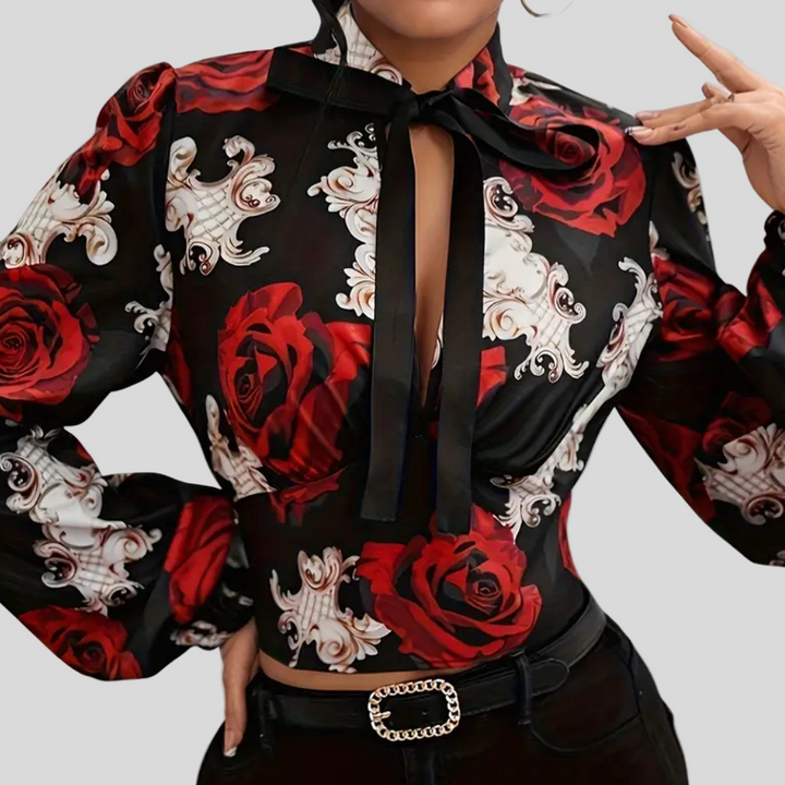 Femme | Chemise à fleurs avec nœud papillon