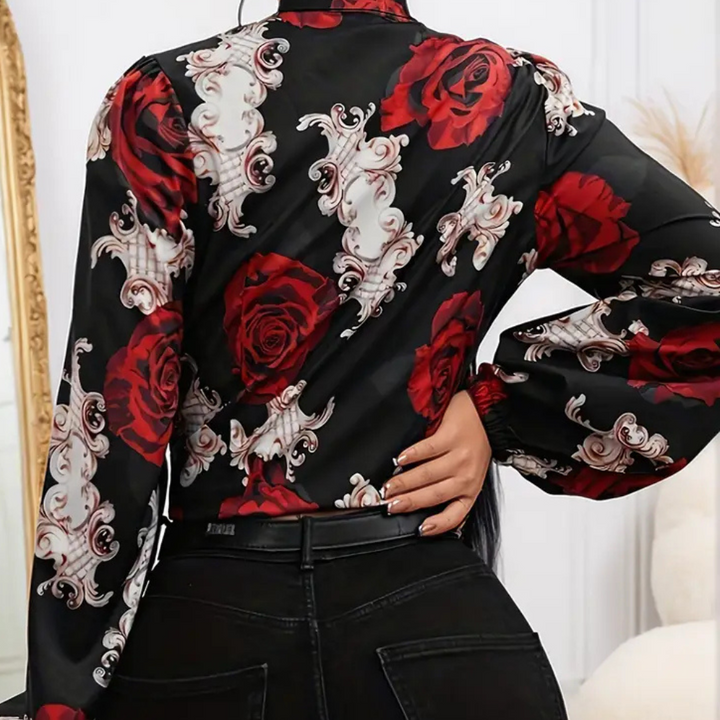 Femme | Chemise à fleurs avec nœud papillon