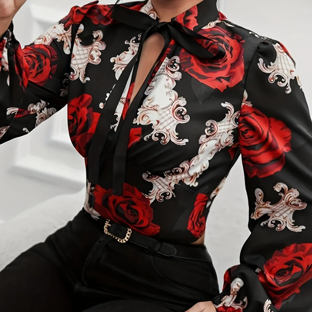 Femme | Chemise à fleurs avec nœud papillon