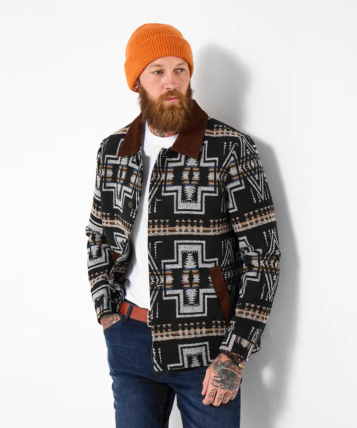 Homme | Veste à col en velours côtelé et boutons contrastants