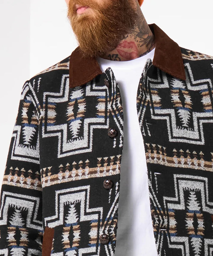 Homme | Veste à col en velours côtelé et boutons contrastants