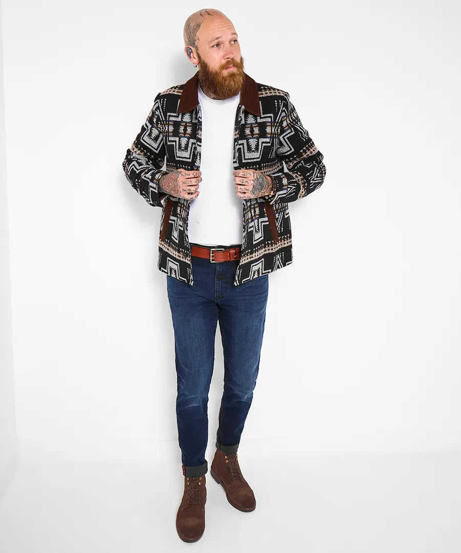Homme | Veste à col en velours côtelé et boutons contrastants