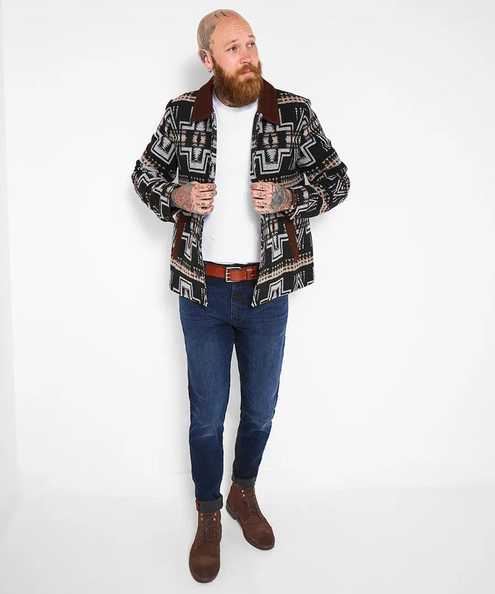 Homme | Veste à col en velours côtelé et boutons contrastants