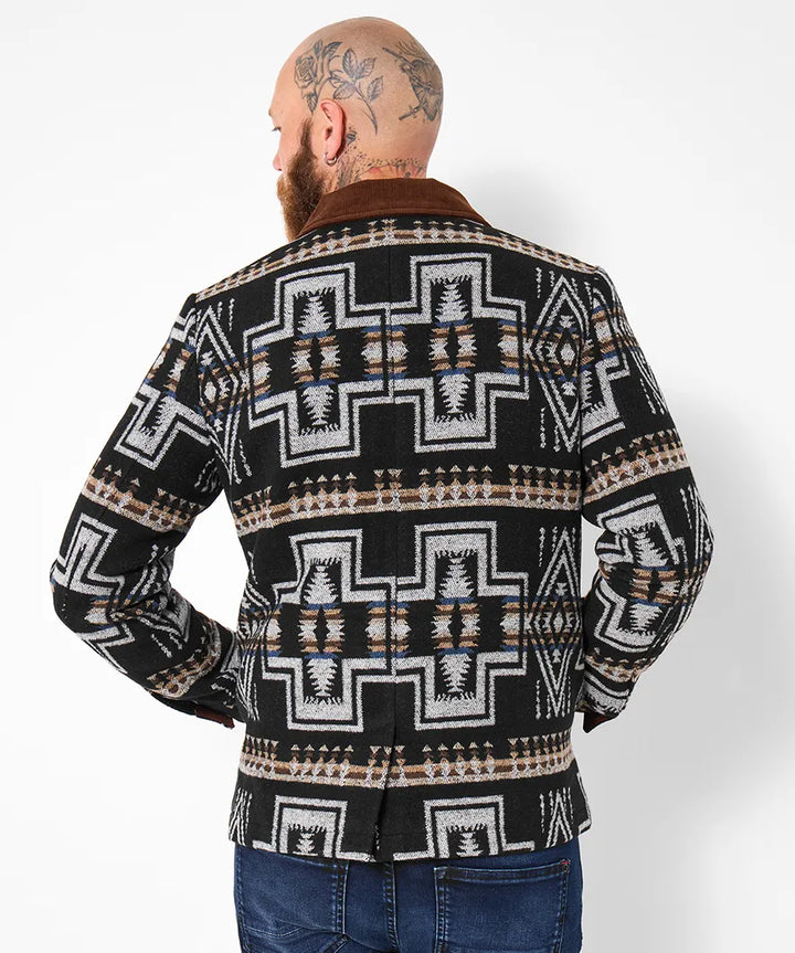 Homme | Veste à col en velours côtelé et boutons contrastants