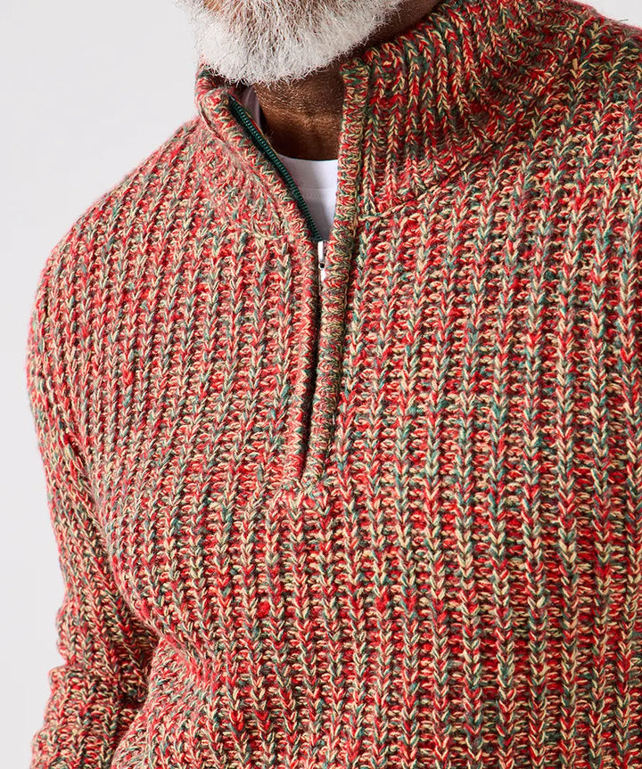 Homme | Pull côtelé à col montant zippé et manches longues