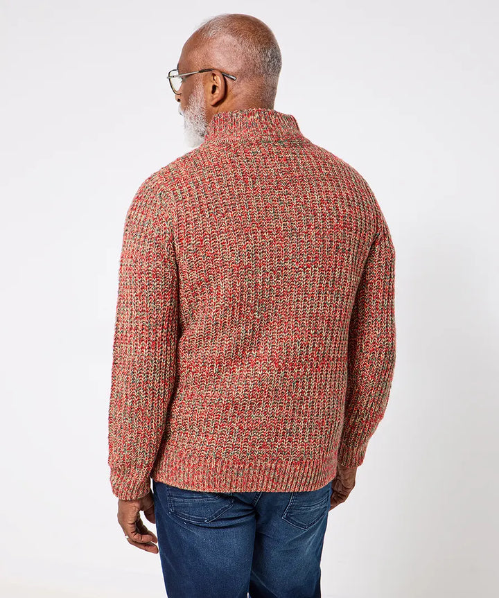 Homme | Pull côtelé à col montant zippé et manches longues