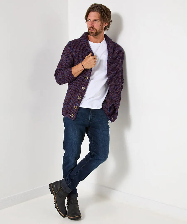 Homme | Pull tricoté à col châle et manches longues