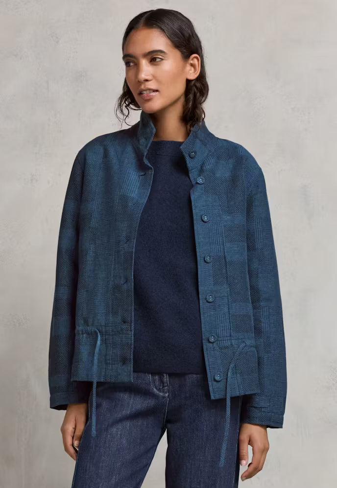 Femme | Veste jacquard à motif patchwork et col montant