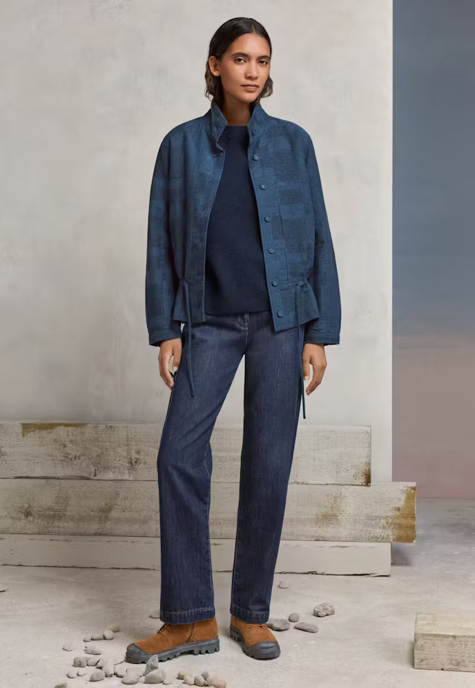 Femme | Veste jacquard à motif patchwork et col montant