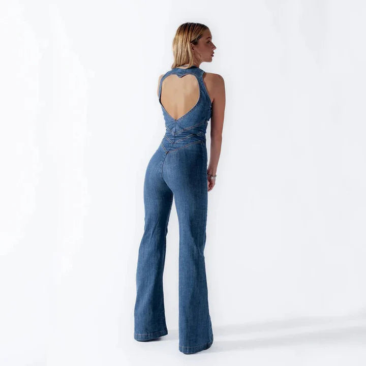 Femme | Combinaison pantalon en denim zippée