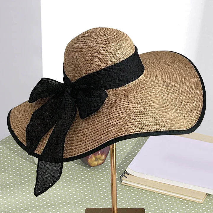 Femme | Chapeau en paille à large bord avec nœud décoratif