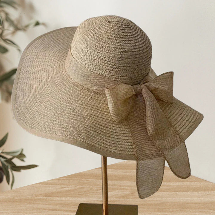 Femme | Chapeau en paille à large bord avec nœud décoratif