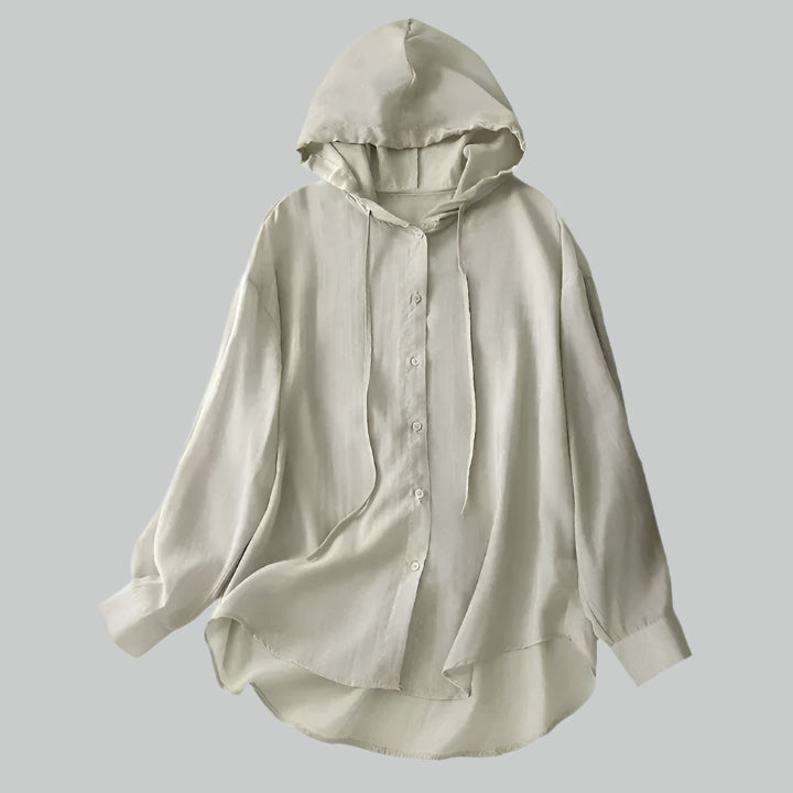 Femme | Chemise à capuche en tissu uni et coupe droite